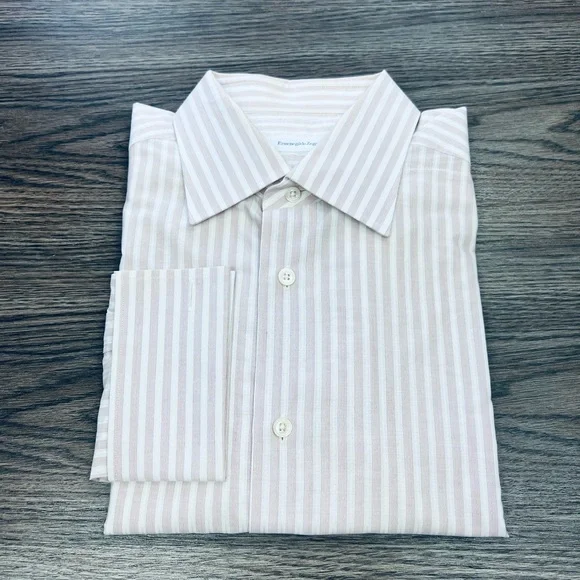 ermenegildo zegna white dress shirt ERMENEGILDO ZEGNA Su Misura dress Shirt Portofino Comfort white Striped french